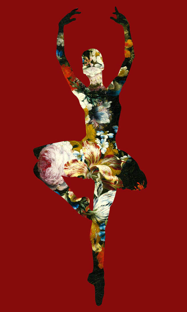 En dedans piruette avec des fleurs
