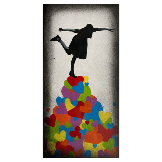 Love is a balancing act - Rainbow Heart Canvas