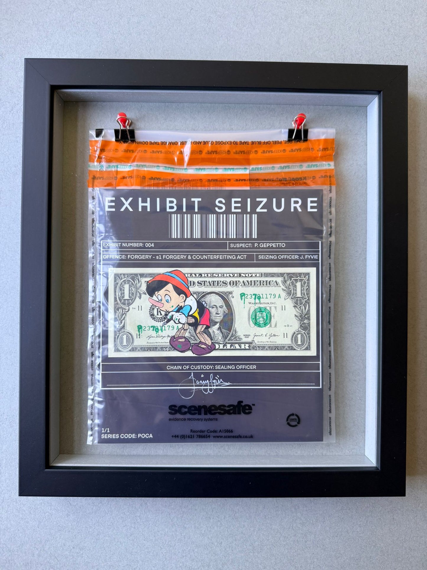 Pinocchio - Forgery & Counterfeiting  "Framed Bank Note"