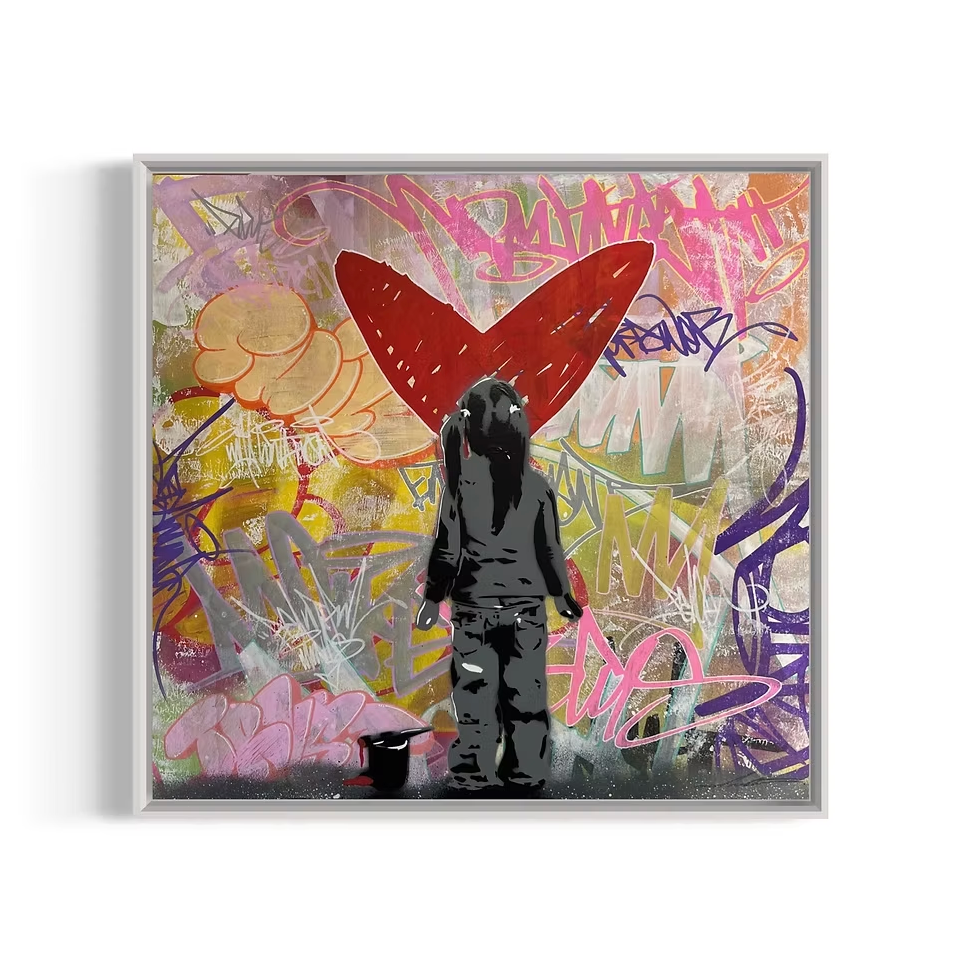 Paint Girl Wood Panel - Red Heart