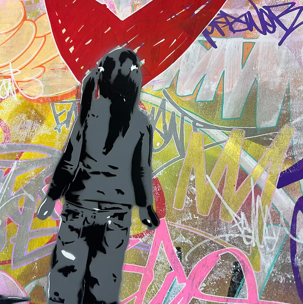 Paint Girl Wood Panel - Red Heart