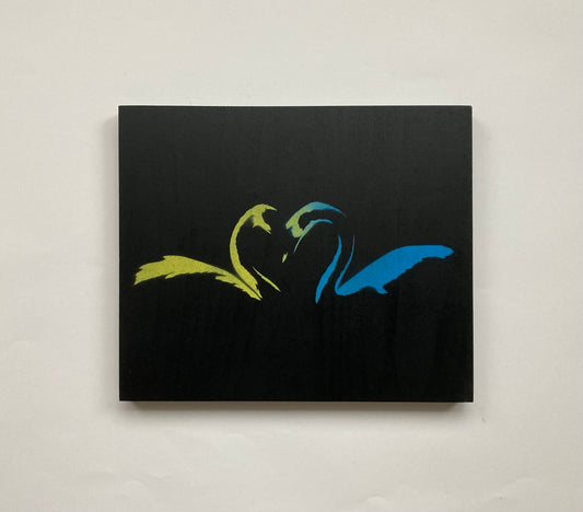 One Love Swans - Wood Panel